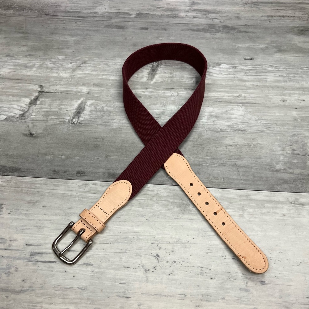 Bonobos Maroon Wool & Leather Belt 32